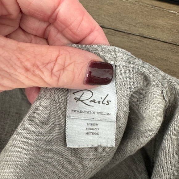 Rails Lennon Camo Linen Blend ButtonDown Shirt DressGray Long Sleeve Size M - Picture 11 of 13